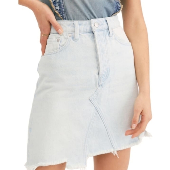 Free people Going Rogue Asymmetric Denim Skirt In Washed Denim 27